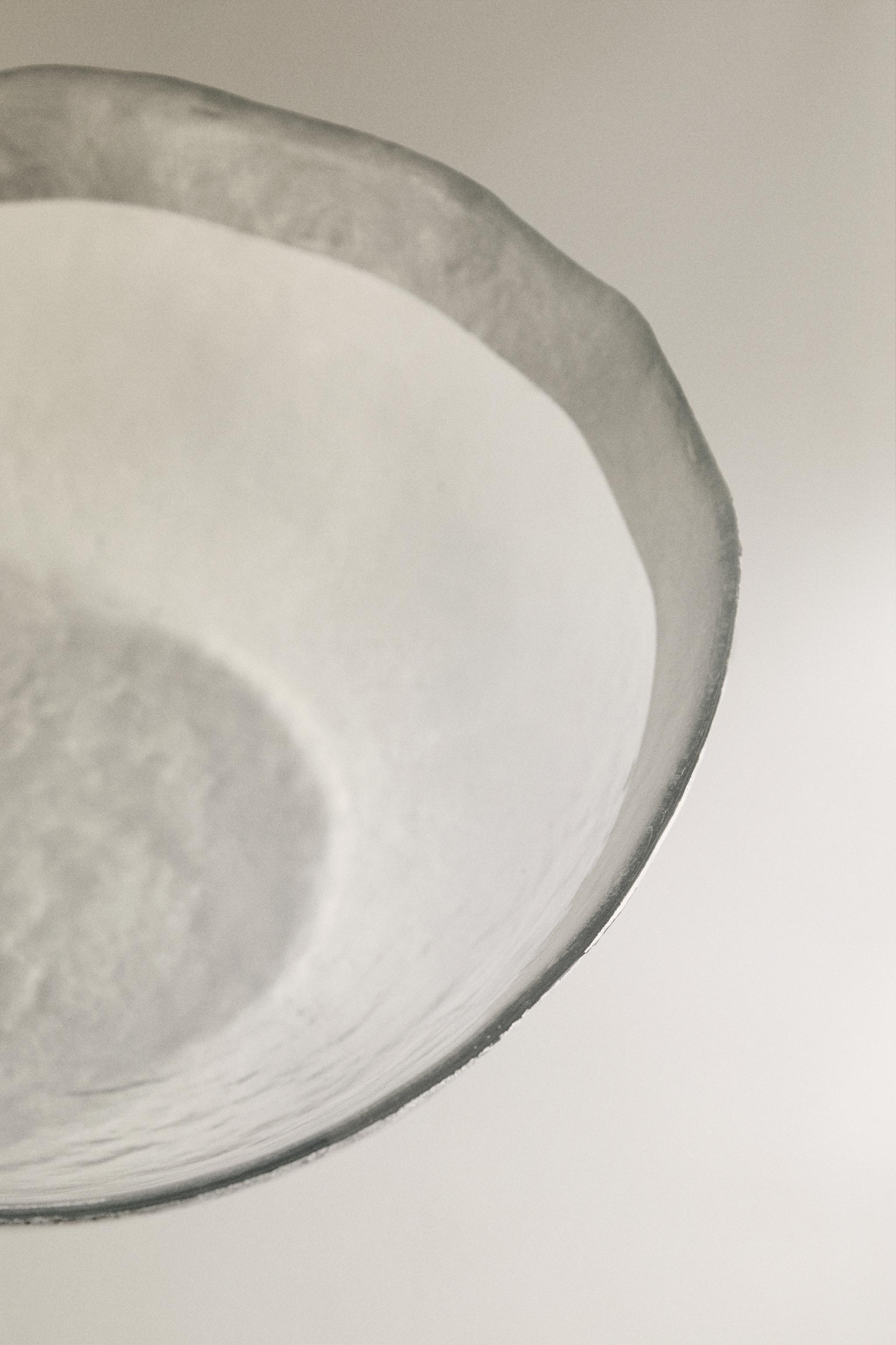 EMBOSSED GLASS BOWL WITH SILVER RIM